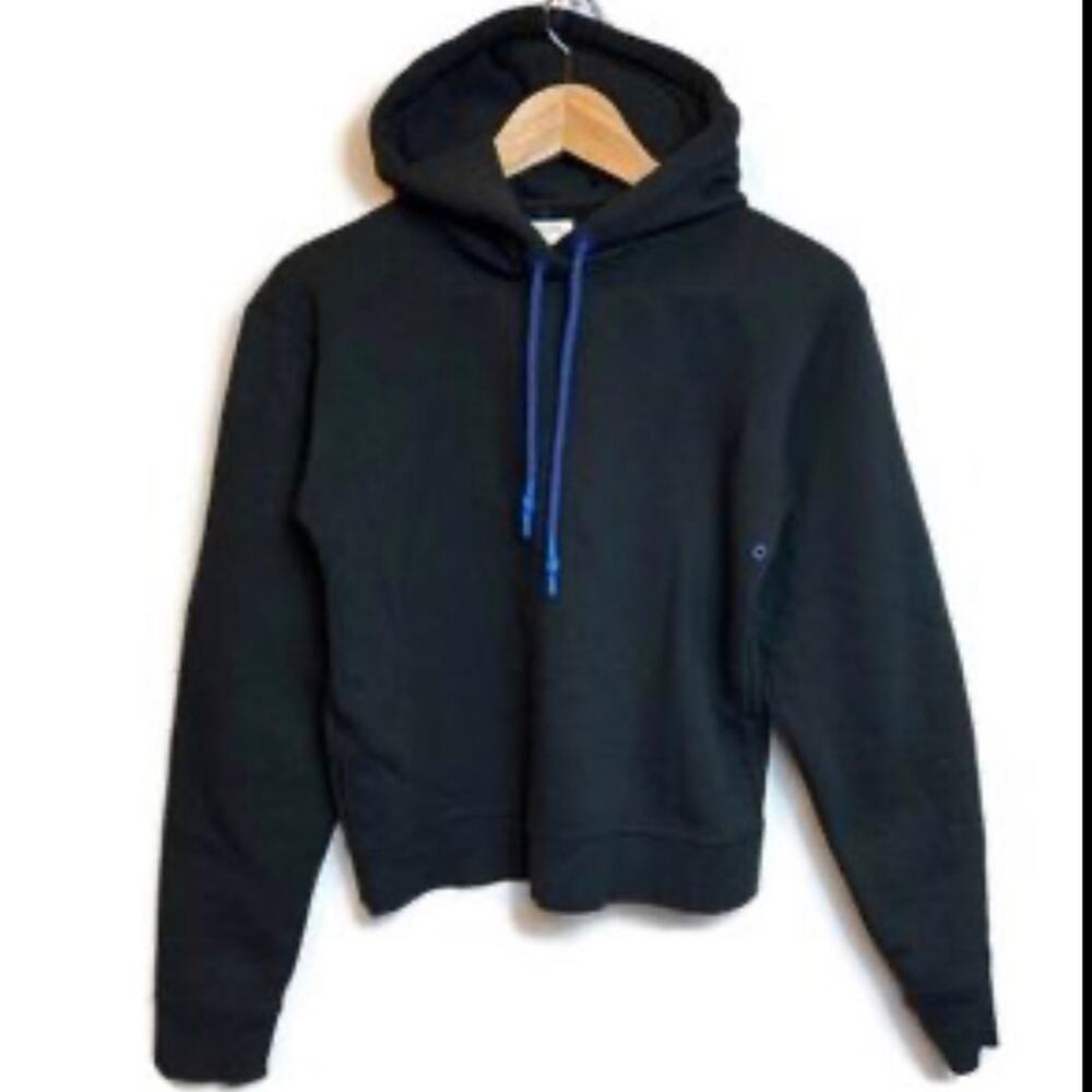 rag & bone Black Hoodie Blue Drawstrings cropped cotton Casual Women’s Size M